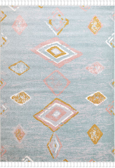 Ezzo Marrakesh B803AX6 Covor Rectangular cu franjuri albastru deschis