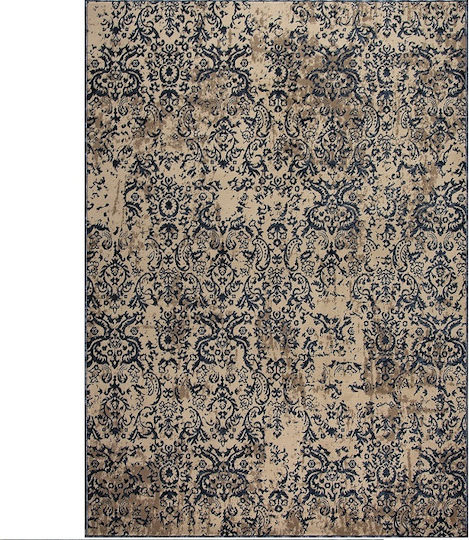 Madi 5896 Teppich Rechteckig Synthetisch,Polyester/Cotton/Leather Beige / Navy