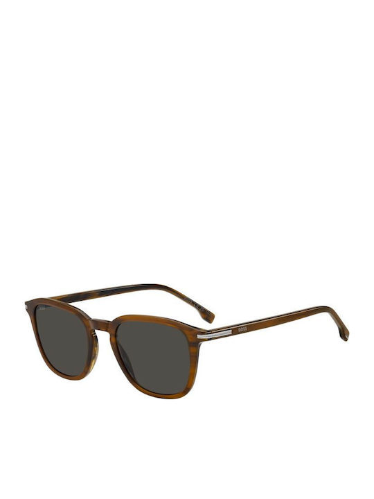 Boss Men's Sunglasses with Brown Plastic Frame and Gray Lens BOSS 1845/S EX4/IR