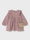 Girls Dress Long Sleeve Polka Dot with Accessories Beige