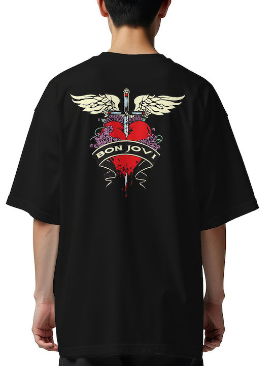 Oversized T-shirt Bon Jovi Art1 Rock Avenue Black