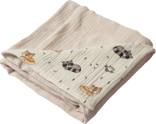 Kidizi Decke Wickeltücher für Kinderzimmer Baumwolle Beige 100x100cm