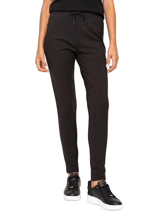 Heavy Tools Women's Fabric Trousers with Elastic Slim Fit Black Heavy Tools Women's Fabric Trousers with Elastic Slim Fit Black