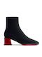 Ghete Dama Ankle Boots cu Toc Mediu Negre