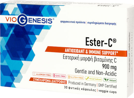 Viogenesis Ester-C Βιταμίνη C 900mg 30 Φυτικές Κάψουλες