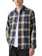 Jackson Worker Long Sleeve Flannel Overshirt in Regular Fit Checked Blue