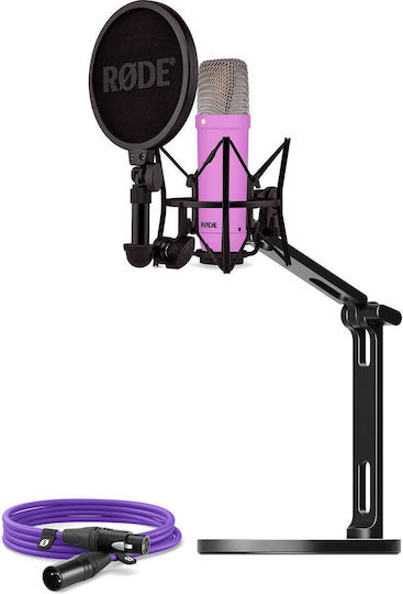 Rode NT1 Signature Σετ Πυκνωτικό Μικρόφωνο XLR Shock Mounted για Φωνητικά σε Μωβ Χρώμα +XLR cable+Desktop Studio Arm