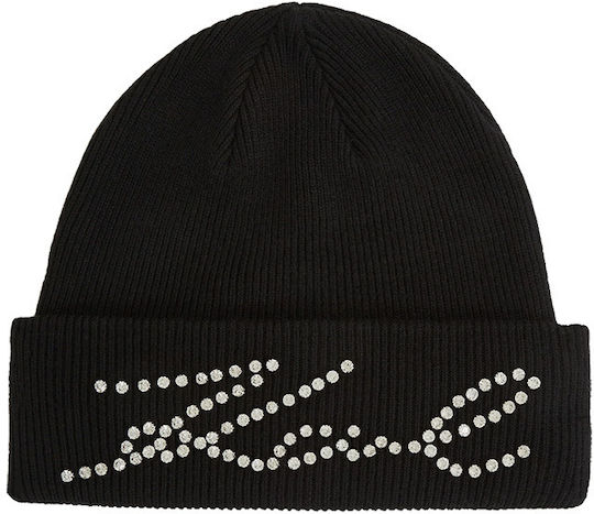 K Signature Beanie Unisex Beanie Gestrickt in Schwarz Farbe