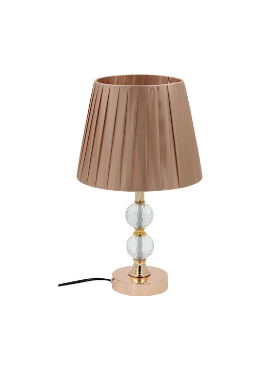 Keskor Metal Lampă de masă pentru Soclu E27 cu Abajur Maro și Bază Auriu
