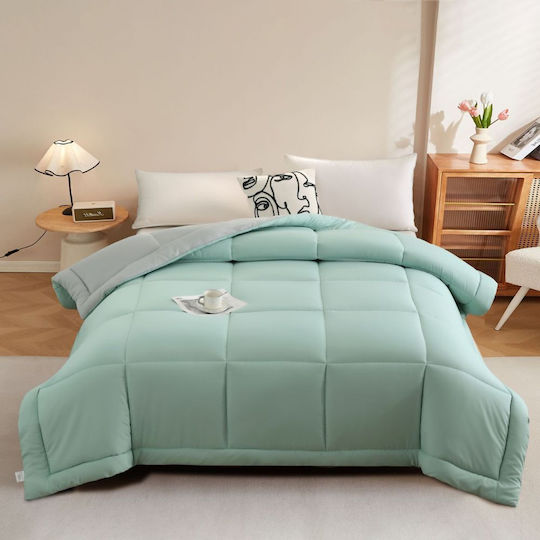 Homeone Πάπλωμα Υπέρδιπλο 220x240εκ. Φυστικι - Ανοιχτό Γκρι