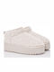 Women's Ankle Boots Platform & Fur White