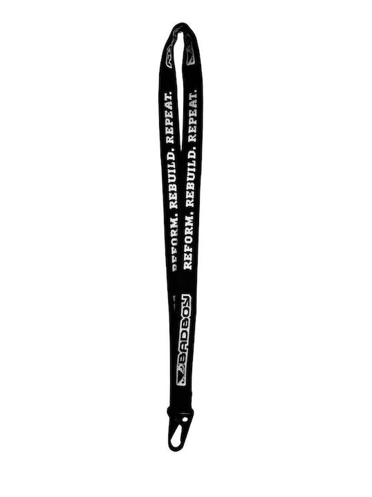 Badboy Woven Keychain Neck Strap Bb-000057 Lanyard Rebuild Reform Repeat Black White Letters