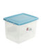 Viomes Plastic Storage Box with Wheels and Lid Blue 39x30x28cm 1pcs