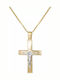 Men's Gold Cross 9K with the Crucified with Chain