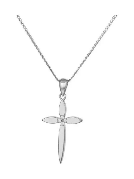 White Gold Cross 14K Double Sided