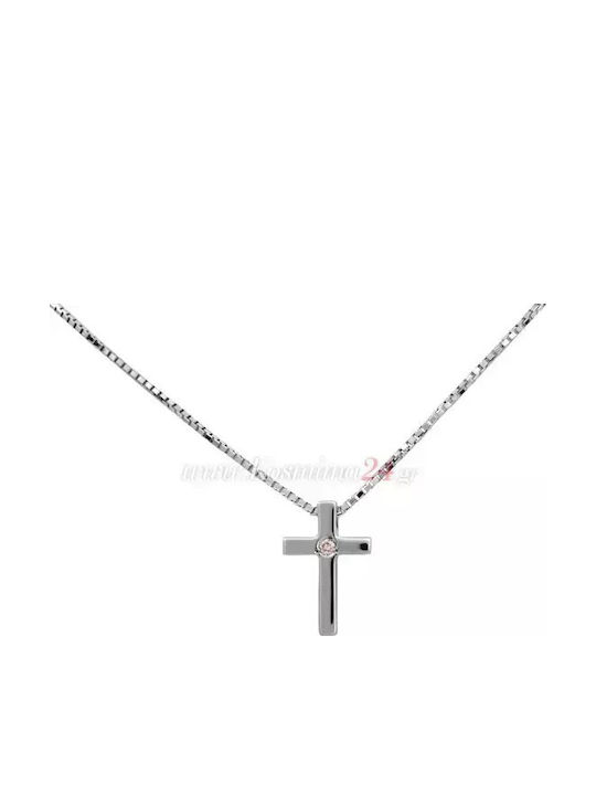 Women's White Gold Cross 18K with Chain