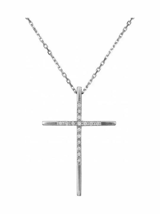 Women's White Gold Cross 18K with Chain