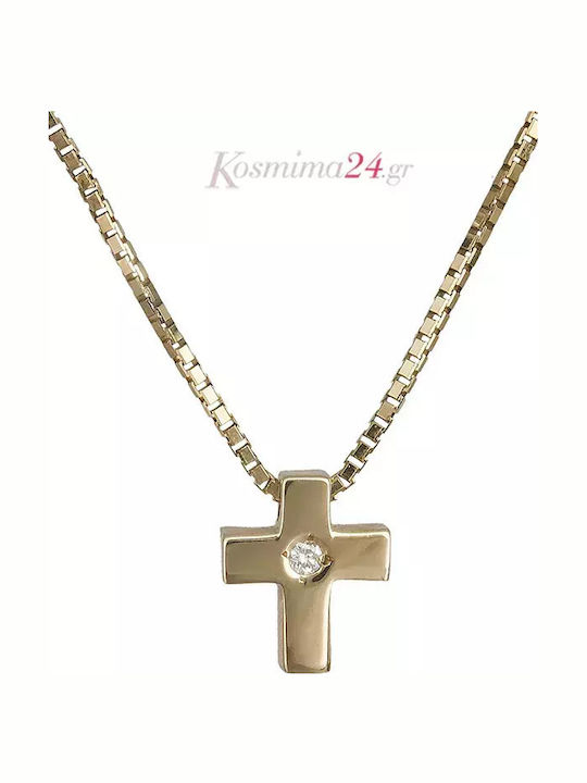 Дамски Златен Кръст 18K с Верижка