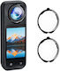Insta360 X5 Puluz Rotating Optical Tempered Glass Lens Guard Protective Cover Transparent