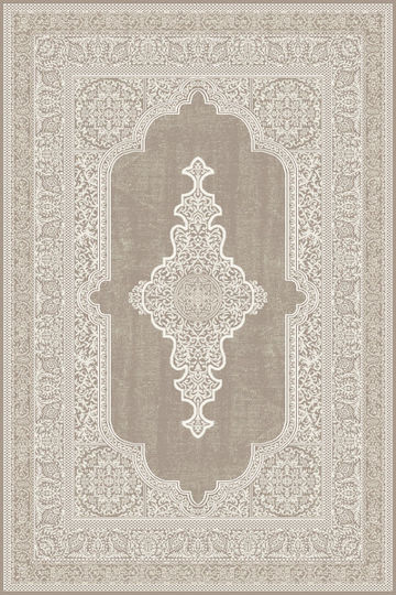 Klonaras Vintage 9303 Teppich Rund Synthetisch,Polyester/Cotton/Leather Cream Beige