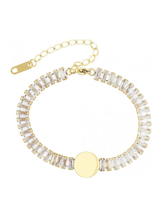 Akzent Women's Riviera Bracelet Made of Stainless Steel Gold Plated with Zircon 16.5cm