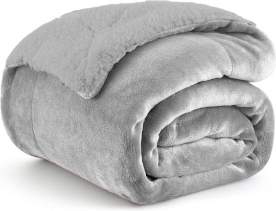 Sherpa Κουβέρτα Fleece Υπέρδιπλη 220x240εκ. Grey KP110