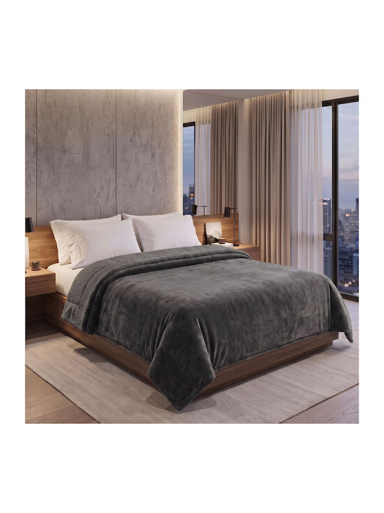 Sherpa Fleece Blanket Super Double 220x240cm Da...