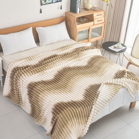 My Home Luxury Κουβέρτα Fleece Υπέρδιπλη 220x240εκ. Εκρού - Μπεζ