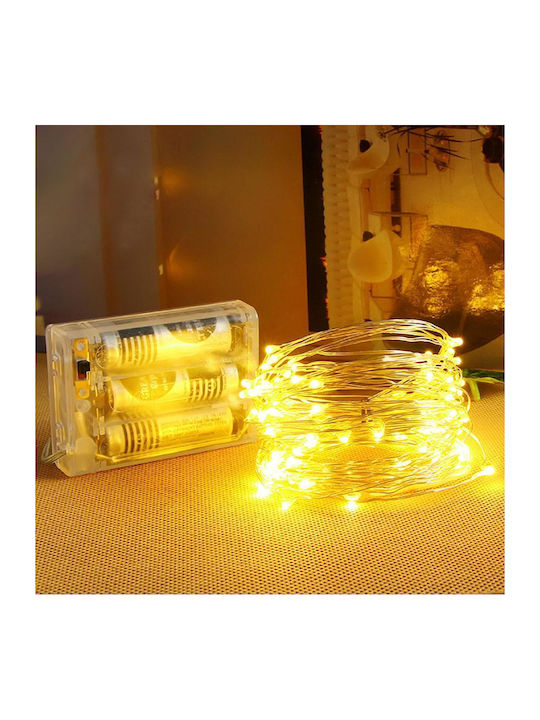 LED Лампички 3 м Топло Бели На Батерия на Лента