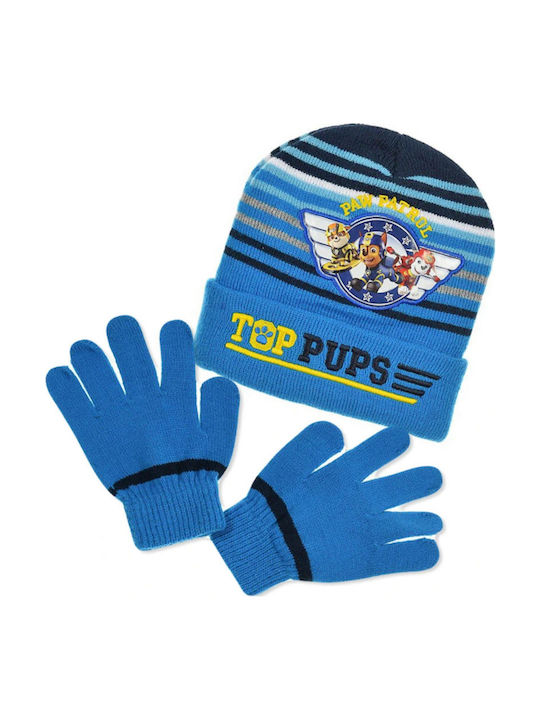 Set Căciulă Copil cu Mănuși Albastru