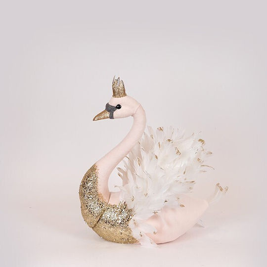 Eurolamp Samt-Schwan Rose Gold Glitter 27x22x28cm