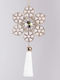 Ornament Snowflake Gold Pearl White Tassel 8.8x19cm