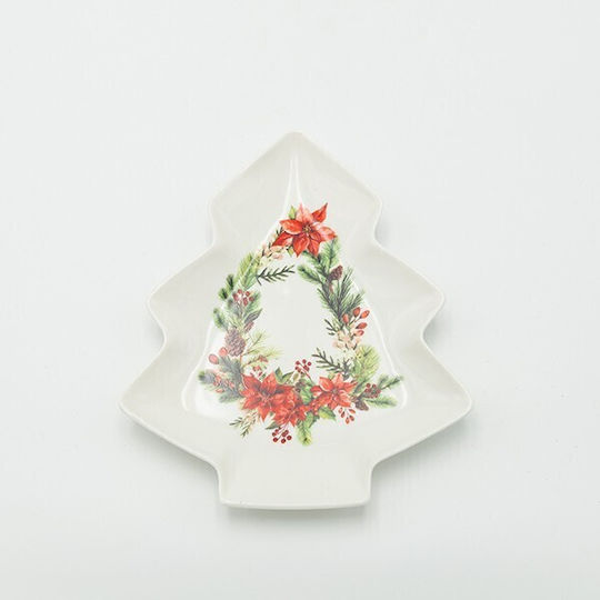 Platter Christmas Tree Red Poinsettia 20cm