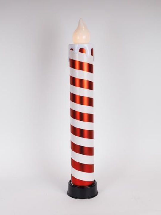 Beleuchtete Kerze 14x82cm Rote & Weiße Bewegung In Flamme Mit Batterien 3xaa Timer 6 Warme Weiße LEDs Ip44