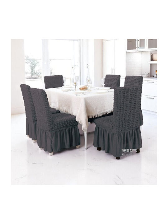 To megalo pazari Elastic Cover for Chair Dark grey 6pcs TMP-4591