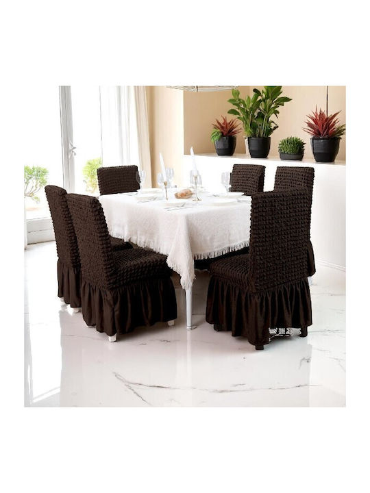 To megalo pazari Elastic Cover for Chair Brown 6pcs TMP-4586