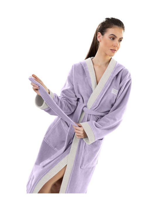 Guy Laroche Monogram Bathrobe with Hood Lavender