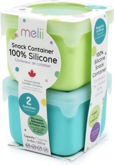 Melii – Recipient Din Silicon Pentru Gustări Albastru Lime 2 Bucăți