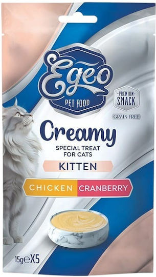 Egeo Cat Cremă Pisoi Pui & Merișoare 5x15gr