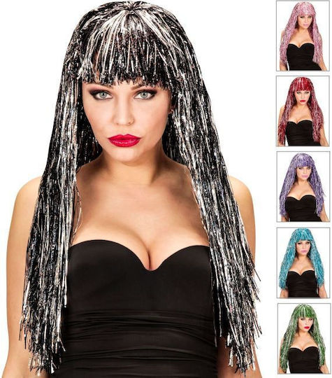 Tinsel Perucă de Carnaval Dreaptă Roz