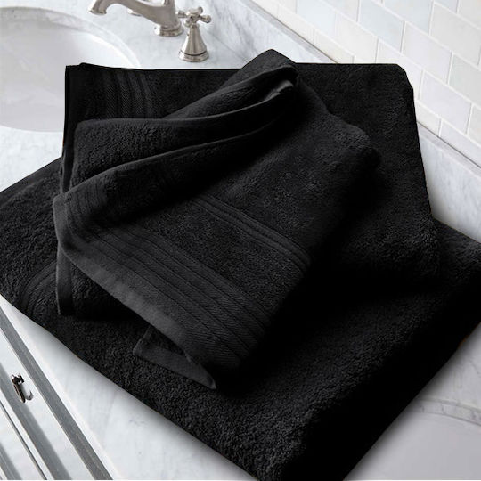 To megalo pazari Bath Towel Set 3pcs Black (tmp-4585) Weight 510gr/m²