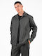 Μακρυμάνικo Overshirt σε Στενή Γραμμή Olive