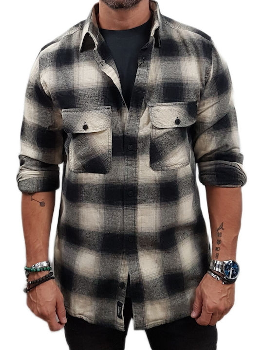 Rebase Long-sleeved Shirt Checked Black Greige,...