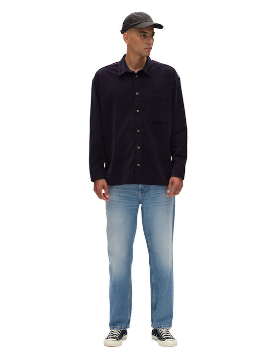 Langärmeliges Zeichenfolge Overshirt in Breite Linie Blau
