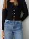 Women's Knitted Cardigan with Buttons Black