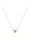 Halskette mit Blumenmuster aus 14K Gold mit Zirkon Rosa