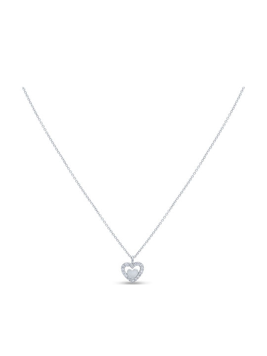 Psomas Halskette mit Design Herz aus Weißgold 14K mit Zirkon