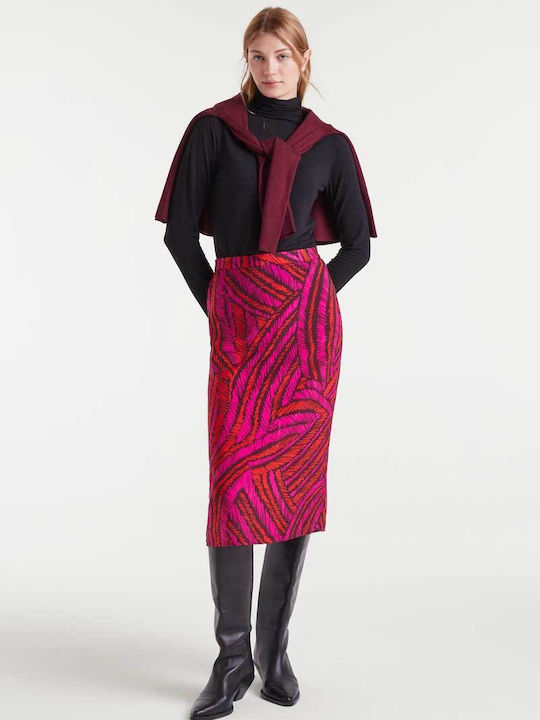 High-waisted Midi Skirt Fuchsia