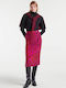 High-waisted Midi Skirt Fuchsia