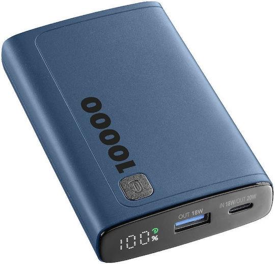 Cellular Line ELITE Power Bank 10000mAh 20W with USB-A Port and USB-C Port Blue